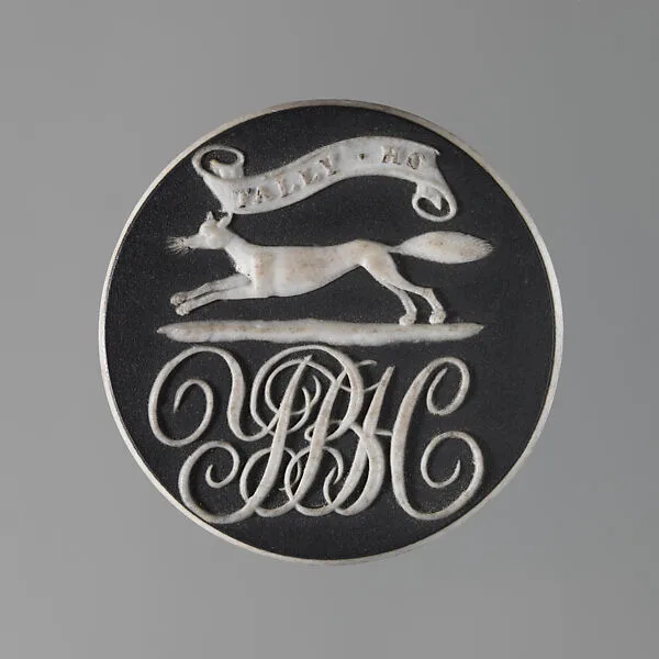 Circular cameo with fox and intials YBH — Josiah Wedgwood and Sons