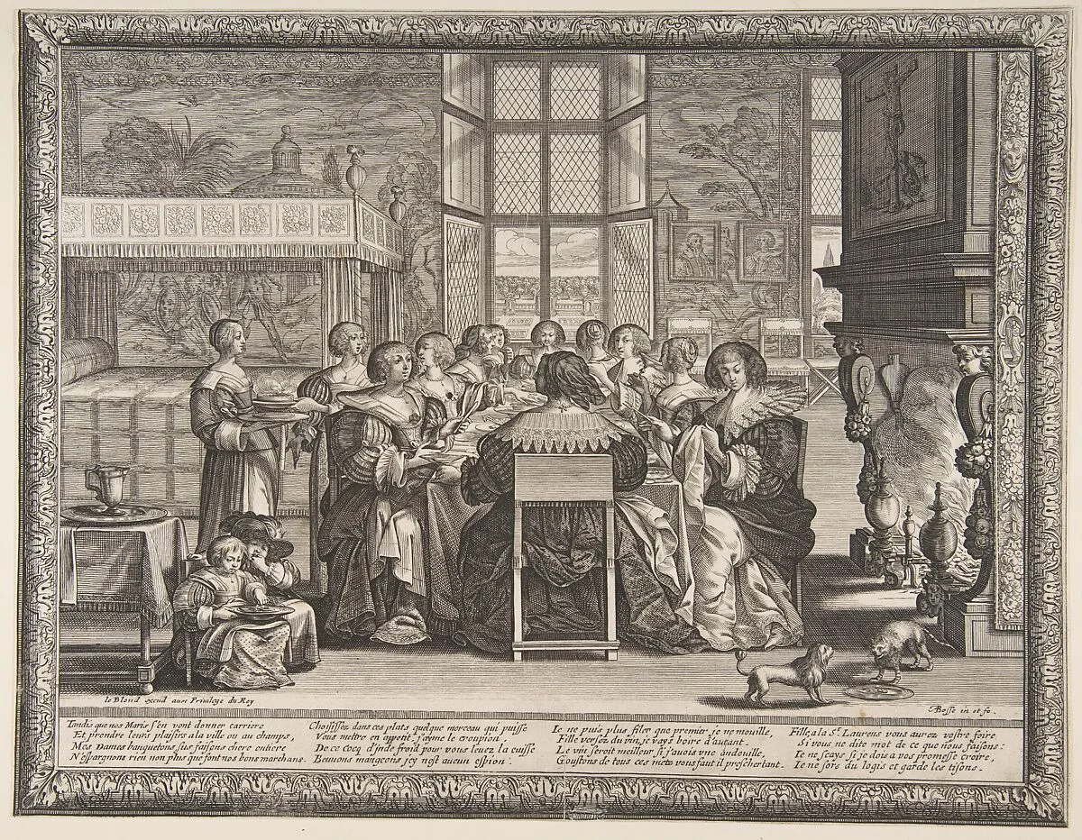 Wives at Table During the Absence of Their Husbands — Abraham Bosse|Jean I Leblond