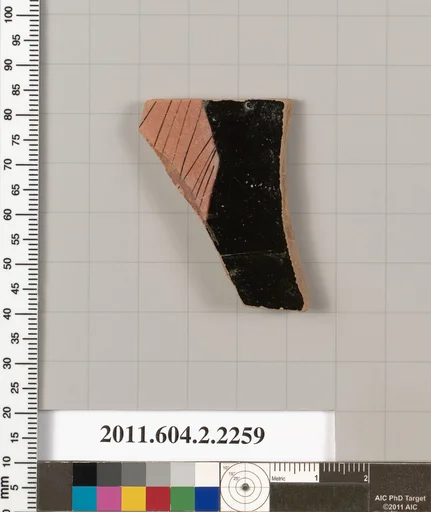 Terracotta fragment of a pot; unglazed on the inside