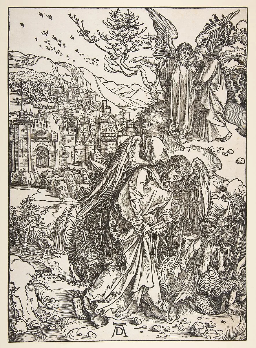 Angel with the Key to the Bottomless Pit, from the Apocalypse series — Albrecht Dürer