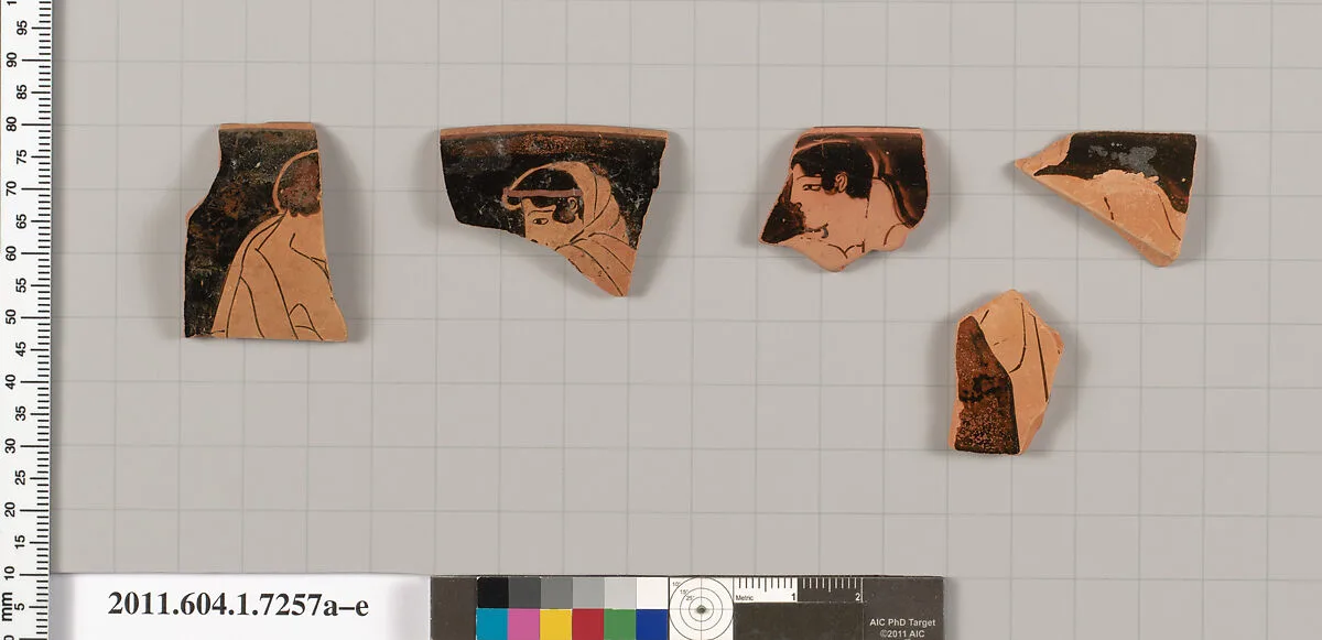 Terracotta fragments of a kylix (drinking cup) — Makron