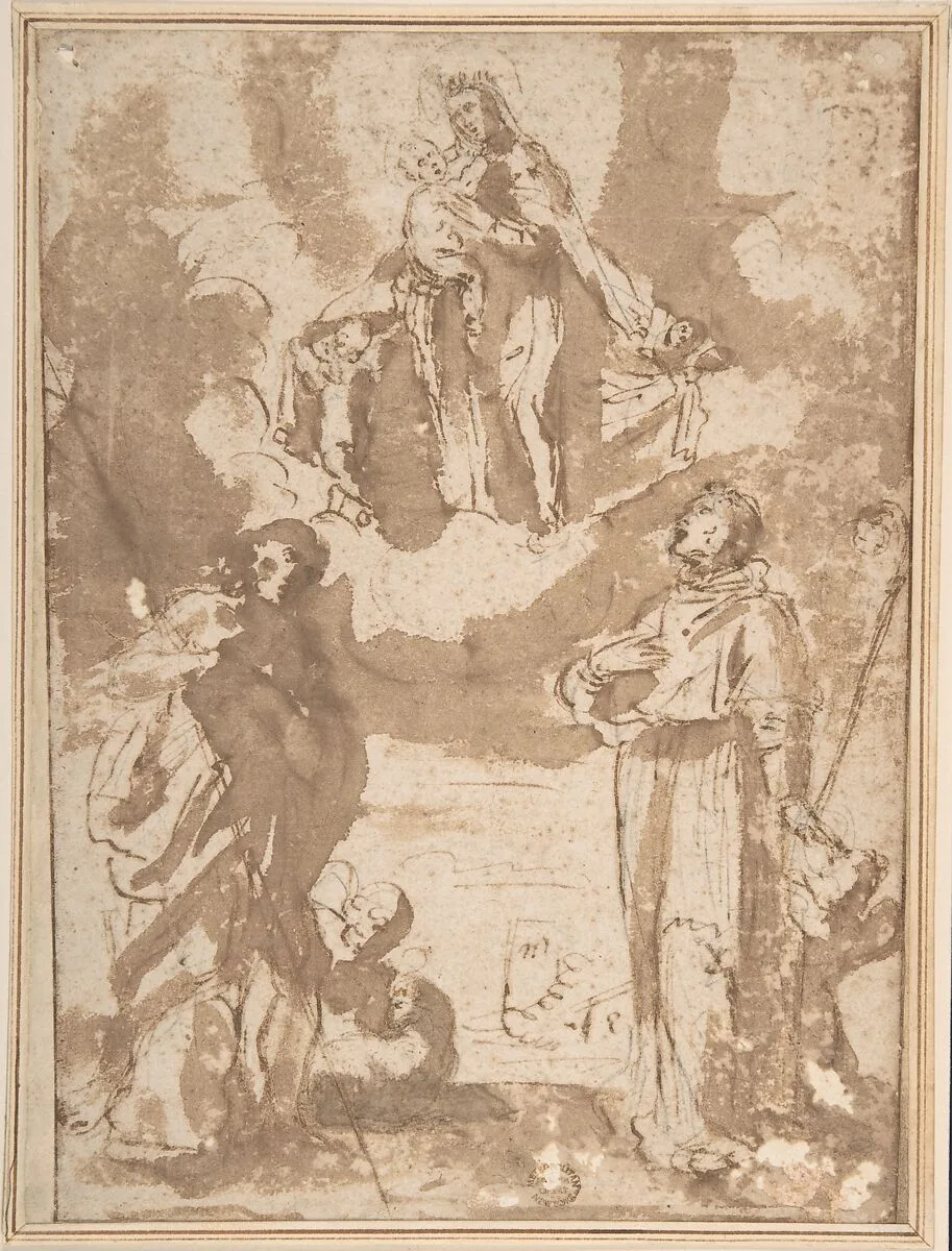 Madonna and Child with Saints — Anonymous, Italian, Roman-Bolognese, 17th century