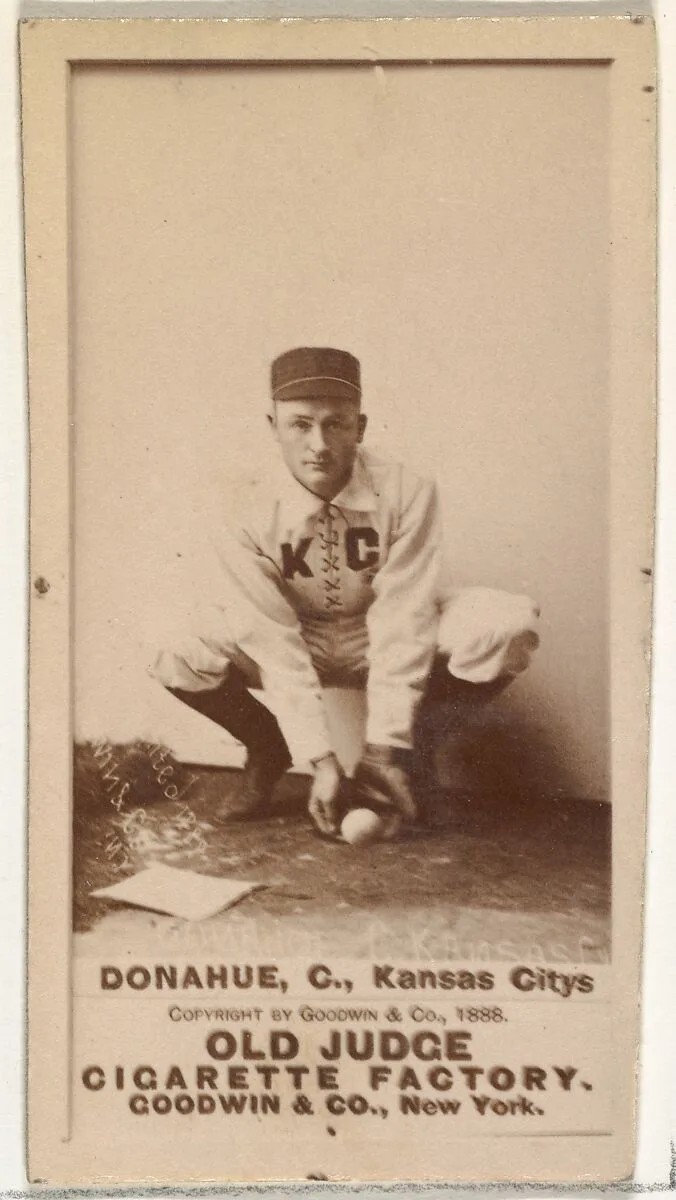 James Augustus "Jim" Donahue, Catcher, Kansas City Cowboys, from the Old Judge series (N172) for Old Judge Cigarettes — Goodwin & Company