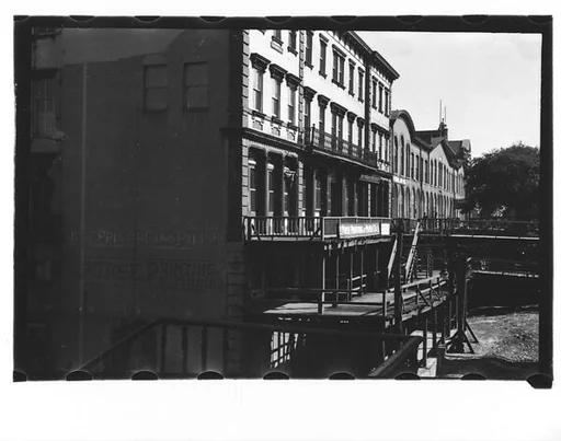 [Waterfront Warehouse Buildings and Footbridges, Savannah, Georgia]