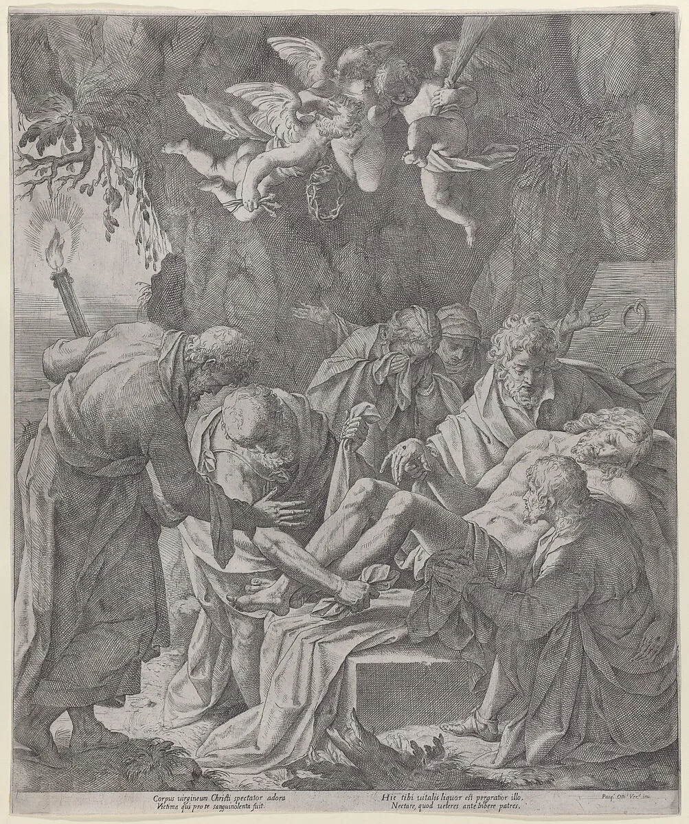 Christ being laid into the sepulcher as the Virgin stands weeping behind — Pasquale Ottino (Pasqualotto)