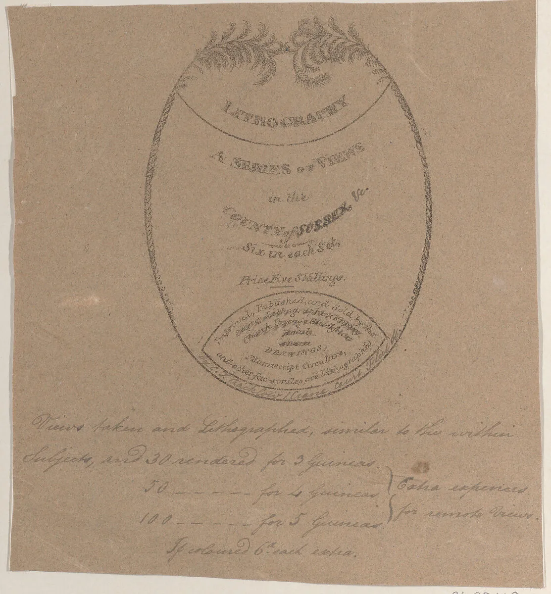 Trade card for Surrey Lithographic Company — Anonymous, British, 19th century