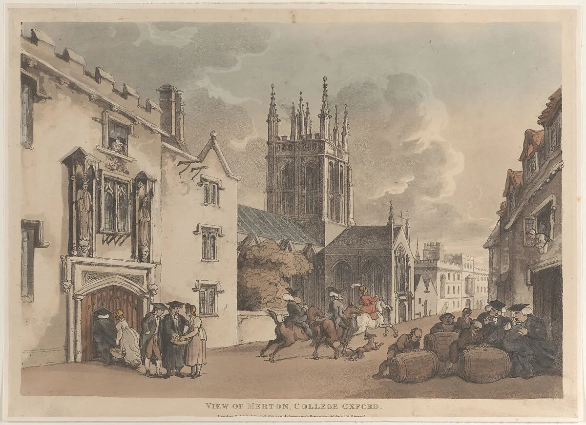 View of Merton College Oxford — Rudolph Ackermann, London|Thomas Rowlandson