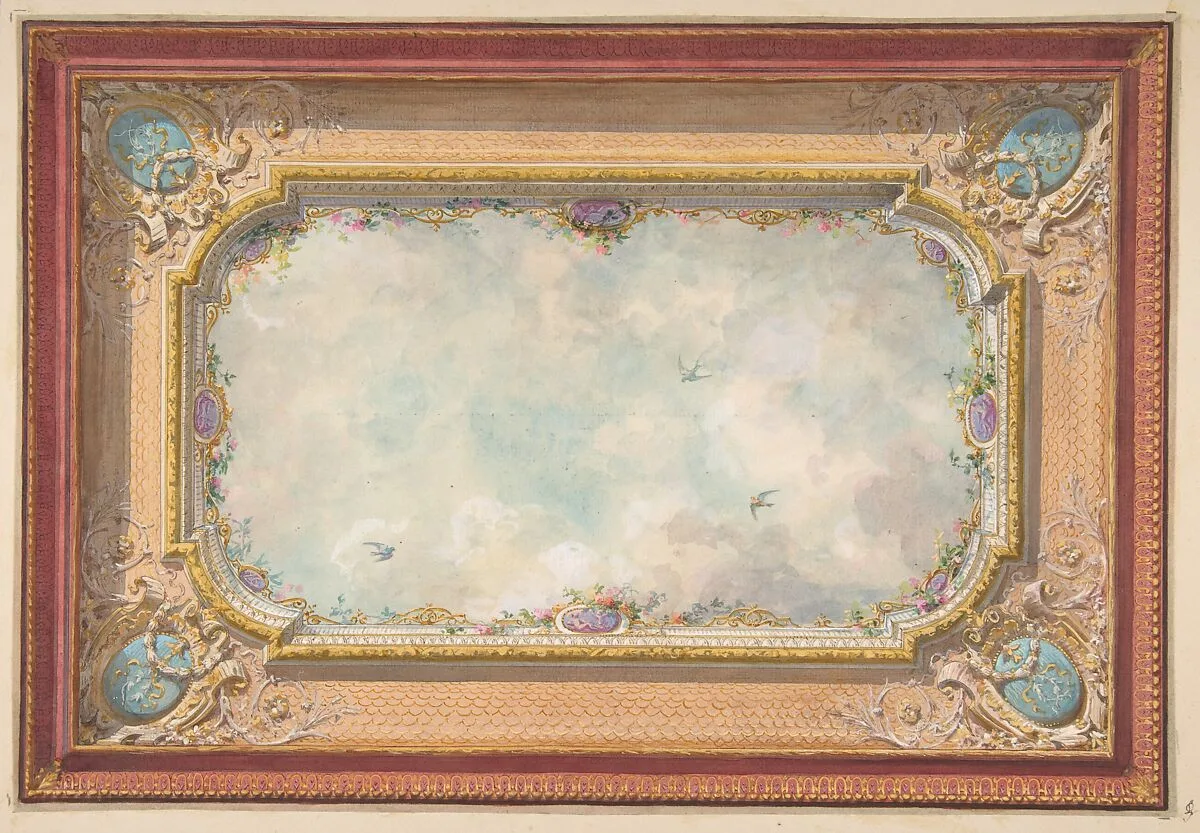 Design for a ceiling with trompe l'oeil sky — Jules-Edmond-Charles Lachaise|Eugène-Pierre Gourdet