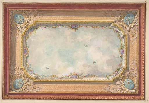 Design for a ceiling with trompe l'oeil sky
