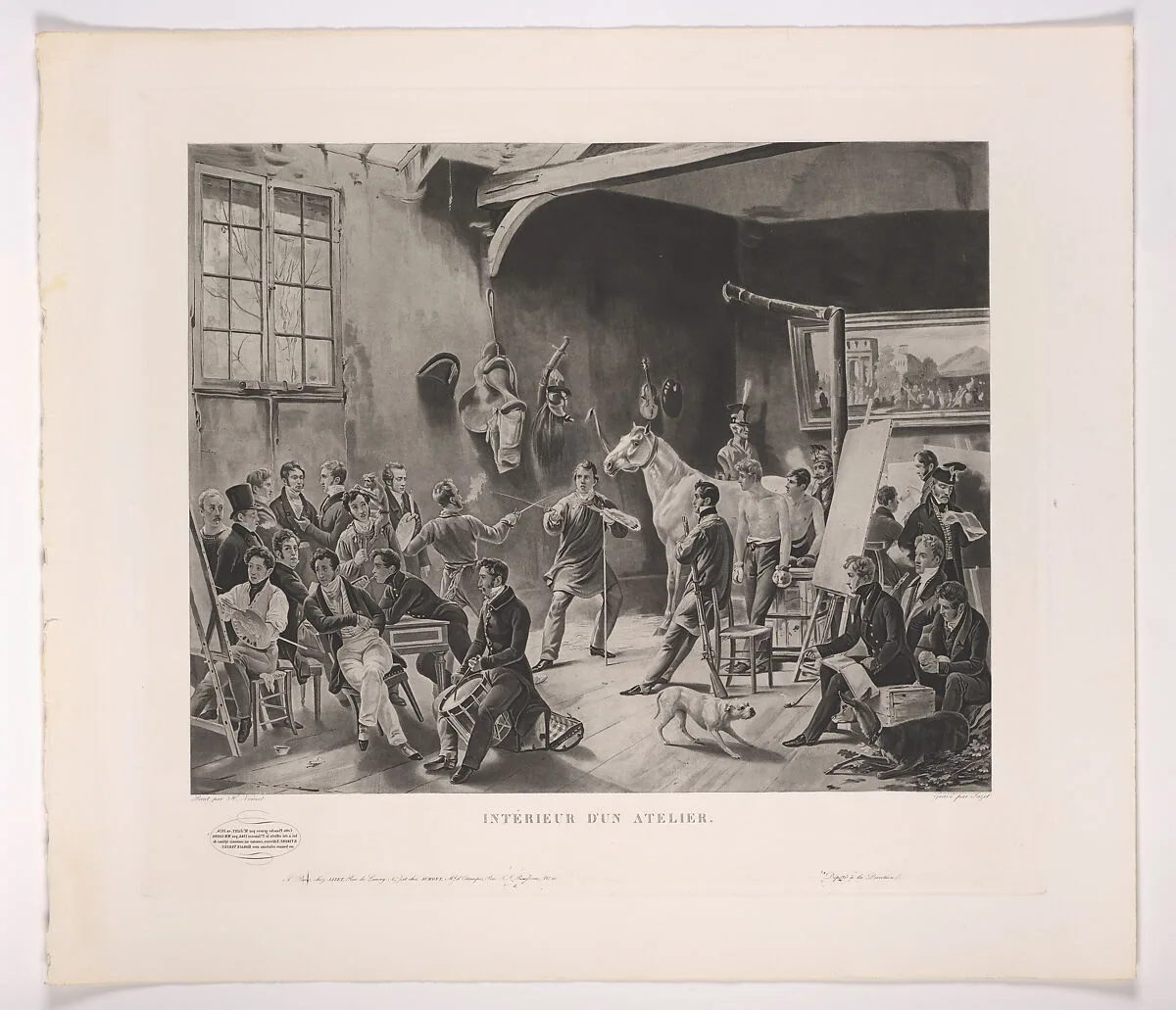 The Studio of Horace Vernet (Intérieur d'un Atelier), 1824 — Jean Pierre Marie Jazet|Horace Vernet