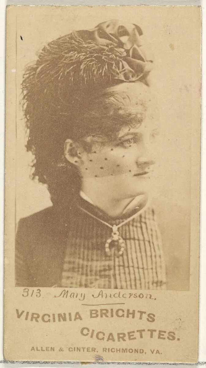 Card 313, Mary Anderson, from the Actors and Actresses series (N45, Type 1) for Virginia Brights Cigarettes — Allen & Ginter