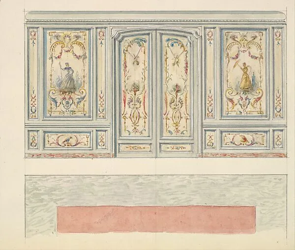 Design for a Wall Elevation with Double Doors (Fifth Floor) — Mewès and Davis|Charles-Frédéric Mewès|Arthur Joseph Davis