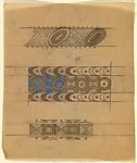 Three Sections of Friezes with Geometric Patterns — Anonymous, French, 20th century