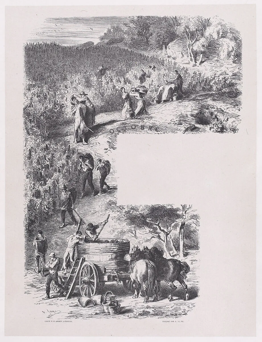 October, from "Album of Rustic Subjects" — Imprimerie de Jules Claye|Charles Jacque|Jacques-Adrien Lavieille