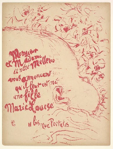 Birth Announcement for Marie-Louise Mellerio