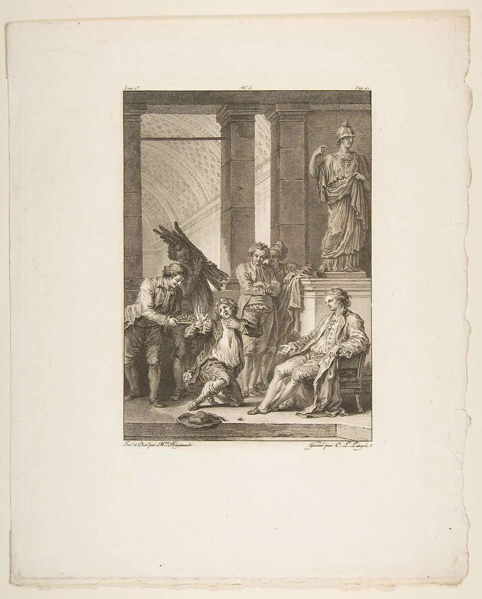 Le Paysan qui avait offense son Seigneur, from Contes et nouvelles en vers par Jean de La Fontaine. A Paris, de l'imprimerie de P. Didot, l'an III de la République, 1795 — Jean de La Fontaine|Jean Honoré Fragonard|Pierre Didot l'ainé|Charles Louis Lingée