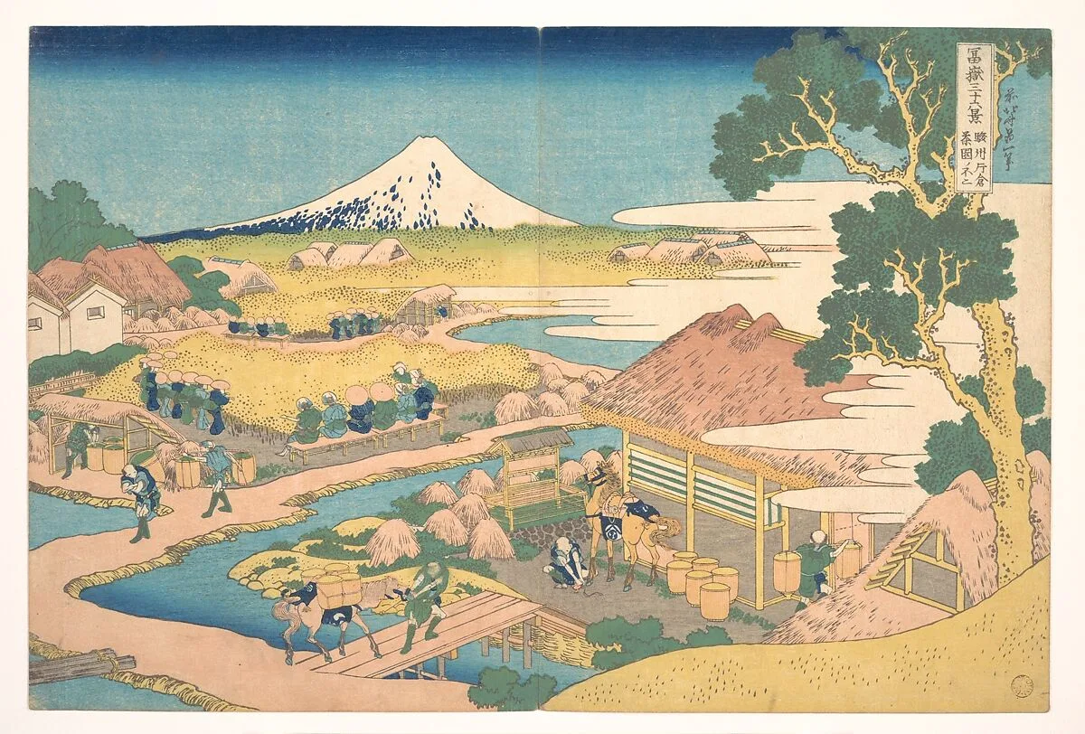 冨嶽三十六景 駿州片倉茶園の不二|Fuji from the Katakura Tea Fields in Suruga (Sunshū Katakura chaen no Fuji), from the series Thirty-six Views of Mount Fuji (Fugaku sanjūrokkei) — Katsushika Hokusai