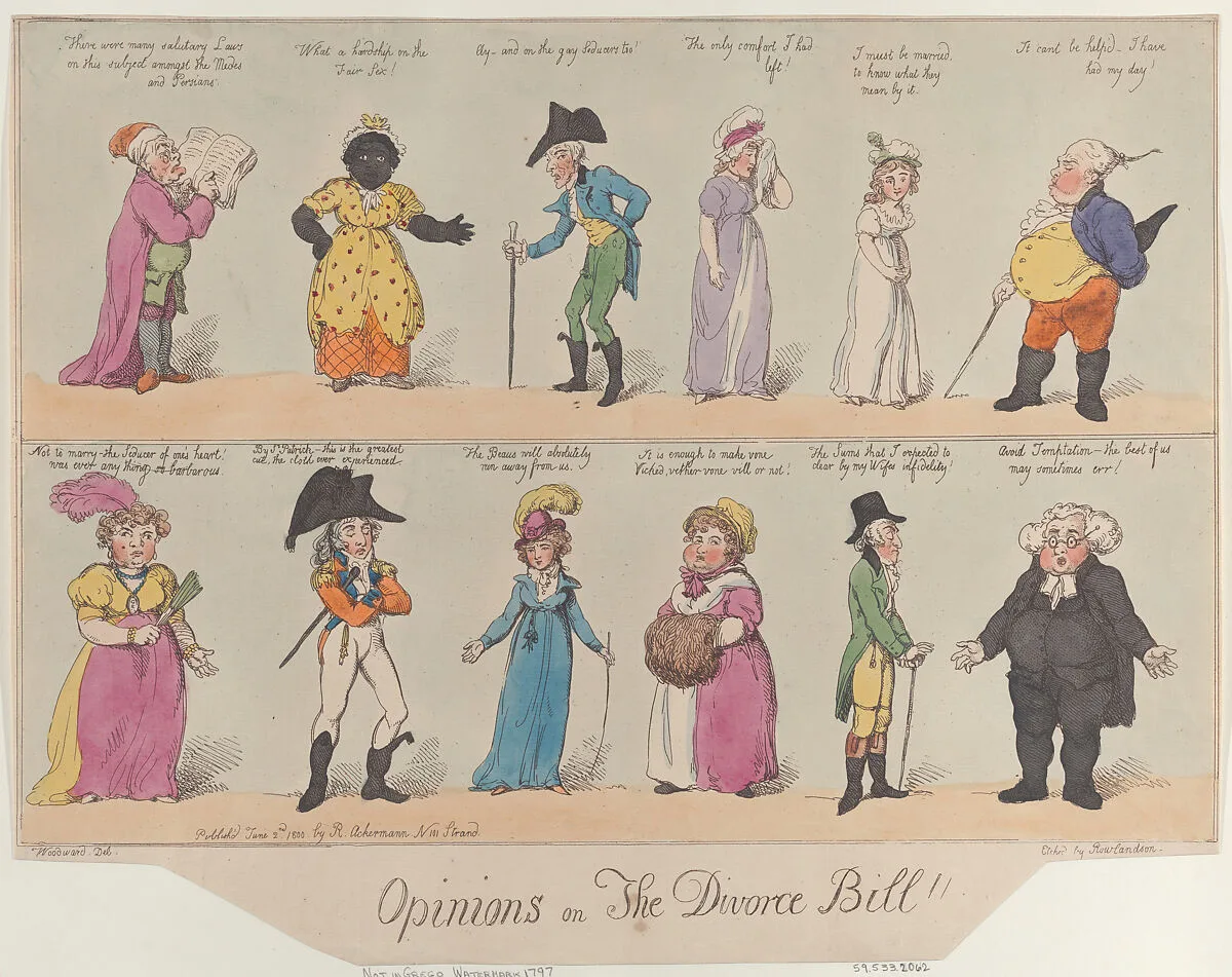Opinions on The Divorce Bill!! — Thomas Rowlandson|Rudolph Ackermann, London|George Murgatroyd Woodward
