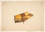 Perspective of a Three-Seat Sofa with 2-Color Upholstery, for Agnelli — Guglielmo Ulrich