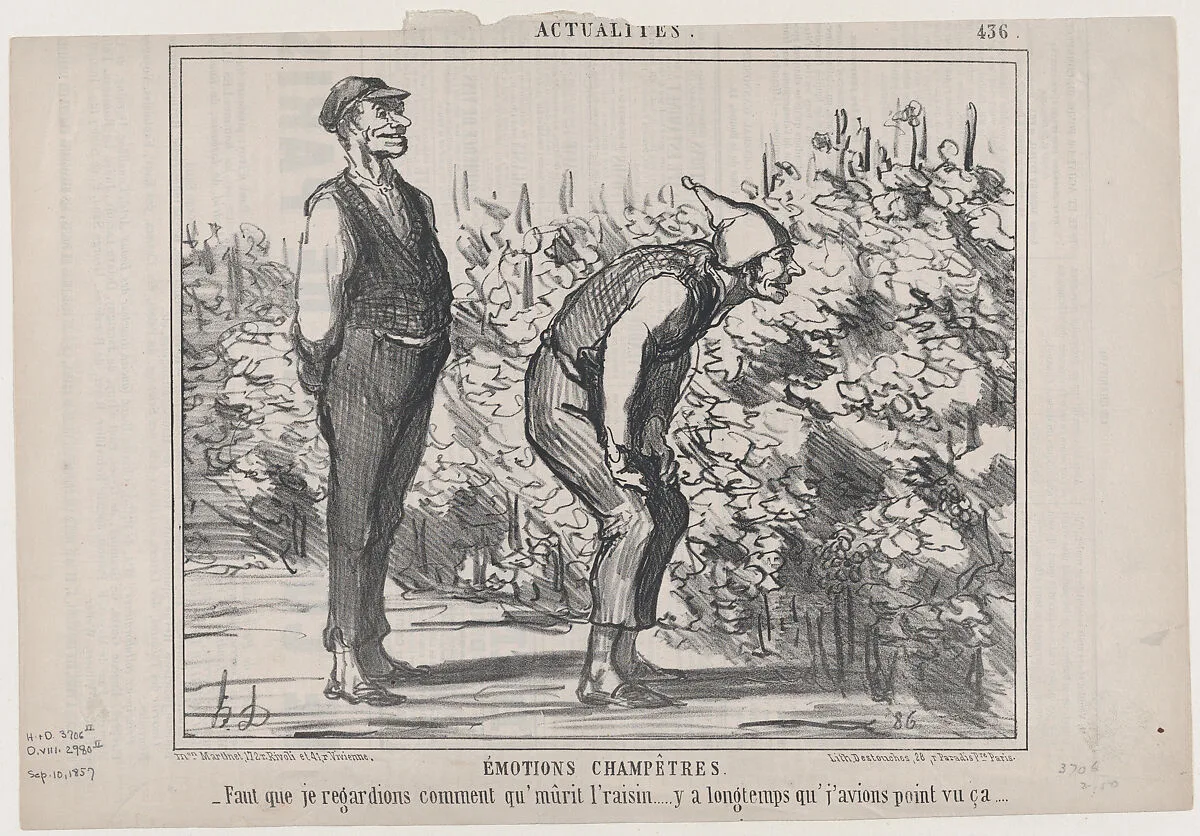 Émotions Champêtres, from Actualités, published in Le Charivari, September 10, 1857 — Aaron Martinet|Honoré Daumier|Destouches