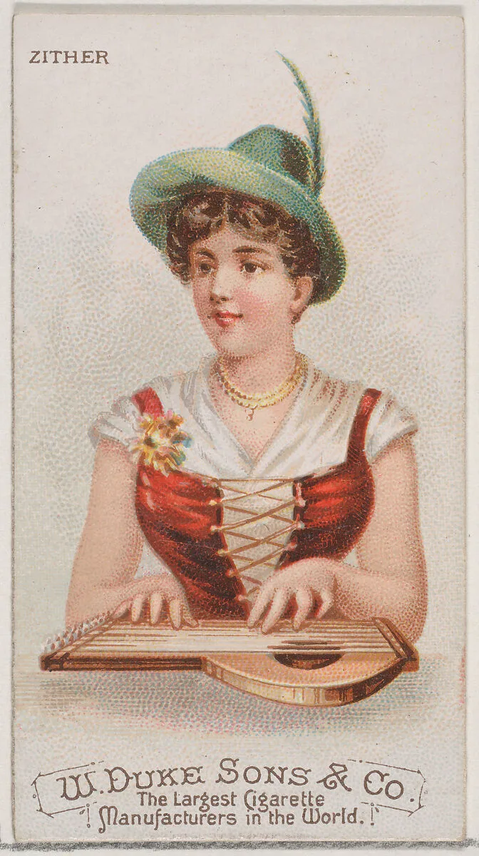 Zither, from the Musical Instruments series (N82) for Duke brand cigarettes — W. Duke, Sons & Co.|Schumacher & Ettlinger