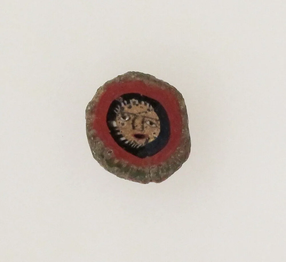 Glass mosaic face bead — Unknown