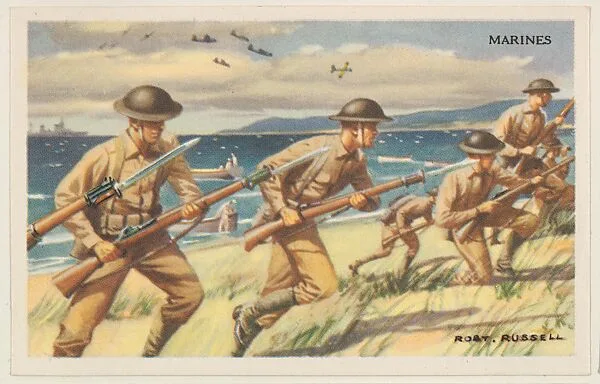 Marines, bakery card from the National Defense series (D59), issued by Bell Bakeries, Inc. — Bell Bakeries, Inc.