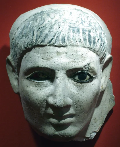 Mask of a man who wore a striped headcloth