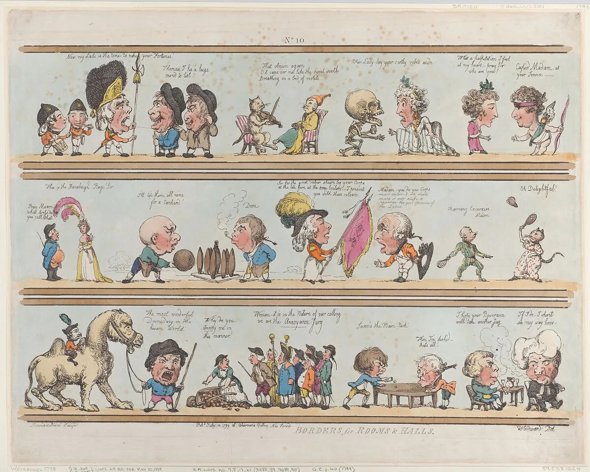 Borders for Rooms & Halls, Plate 10 — George Murgatroyd Woodward|Rudolph Ackermann, London|Thomas Rowlandson