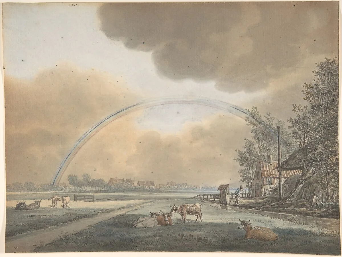 Landscape with a Rainbow over a Farmhouse and Distant Village — Vincent Jansz. van der Vinne
