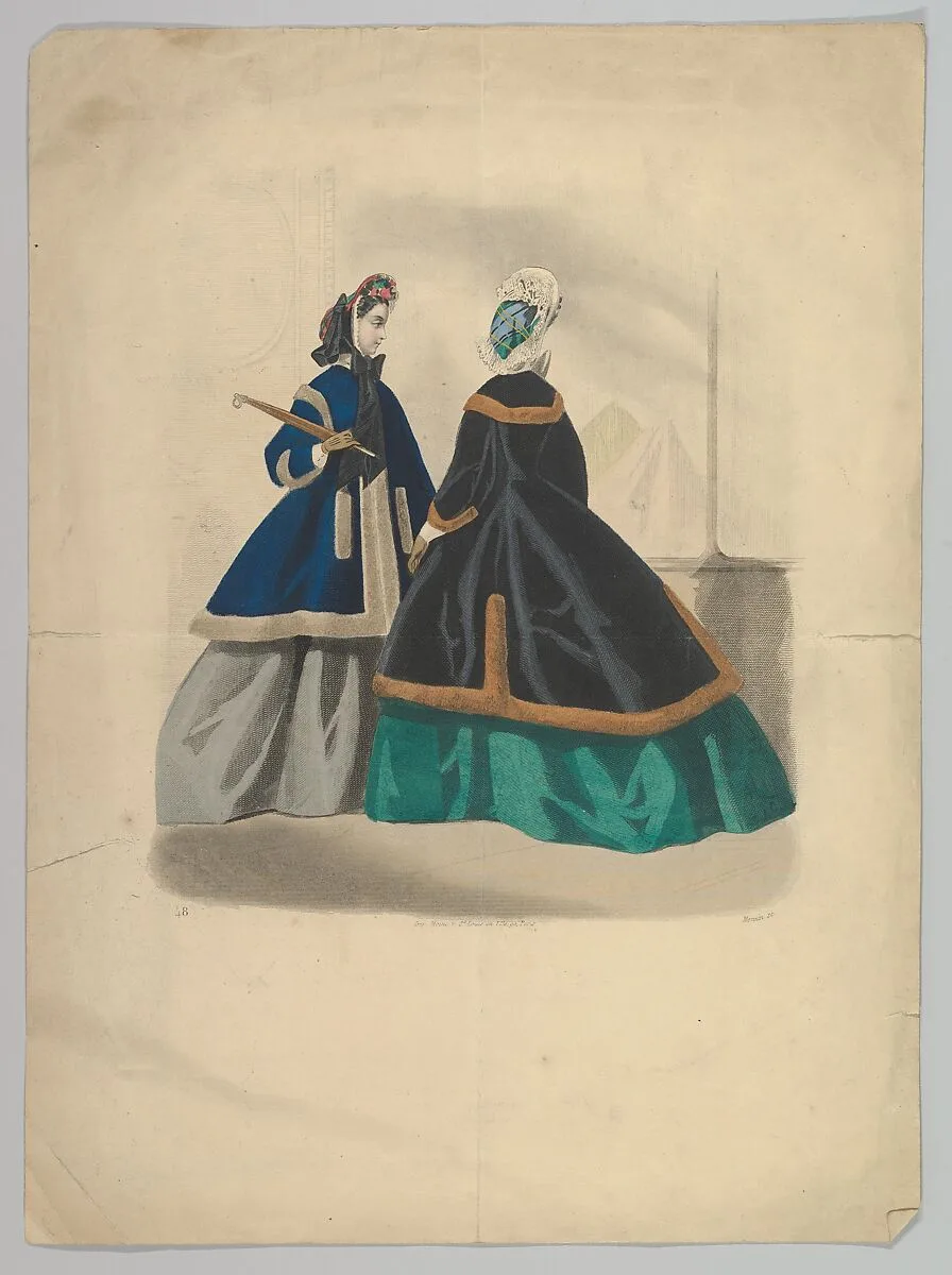 Two Women Wearing Coats — Anonymous, French, 19th century|Monnin, active 19th century|Imprimerie Moine