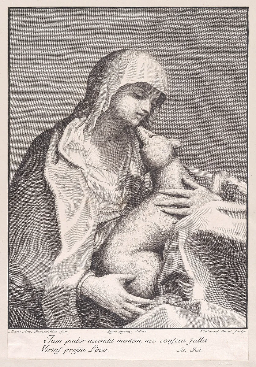 Saint Agnes with a lamb — Violante Vanni|Marcantonio Franceschini|Lorenzo Lorenzi