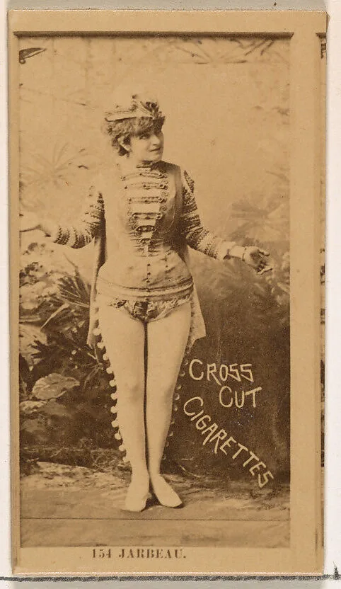 Card Number 154, Miss Jarbeau, from the Actors and Actresses series (N145-2) issued by Duke Sons & Co. to promote Cross Cut Cigarettes — W. Duke, Sons & Co.