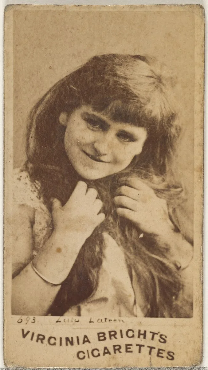 Card 693, Lulu Lateen, from the Actors and Actresses series (N45, Type 1) for Virginia Brights Cigarettes — Allen & Ginter