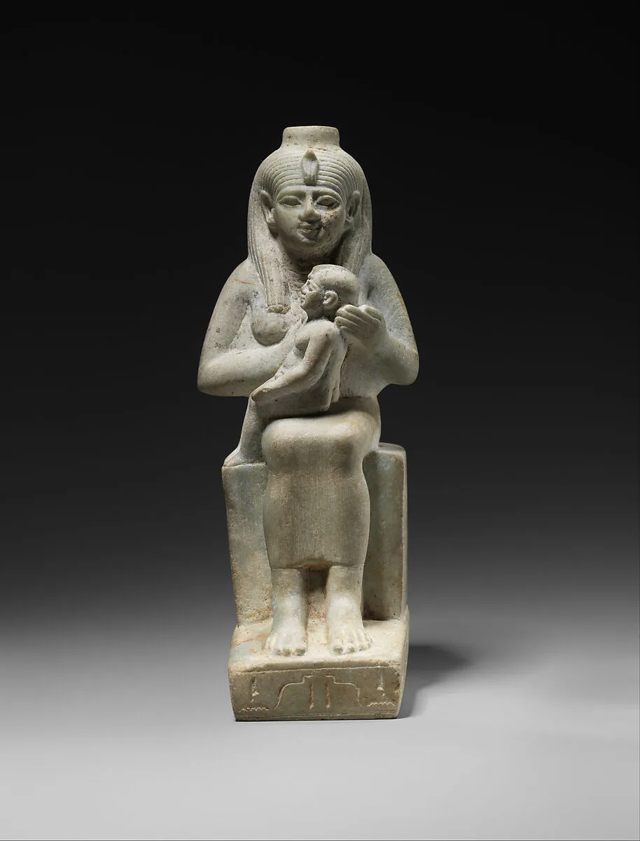 Statuette of Isis nursing Horus, dedicated by Ankhhor, son of Perechbanebdjedet and Heretib — Unknown