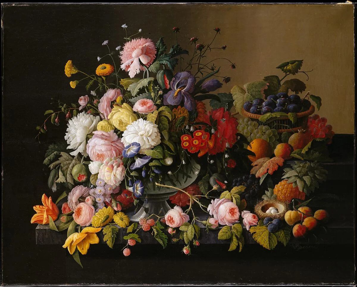 Still Life: Flowers and Fruit — Severin Roesen