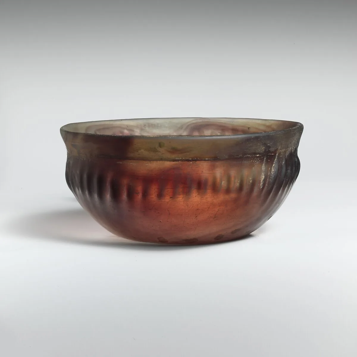 Glass ribbed bowl — Unknown