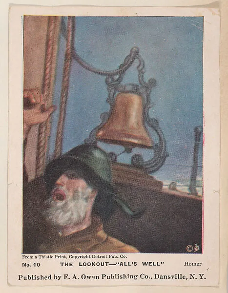 Winslow Homer The Lookout – "All's Well" educational card (W500) — Winslow Homer