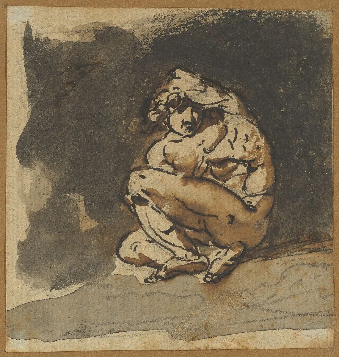 Study of a Male Nude (Althaemenes) Trying to Hide Himself — Nicolai Abraham Abildgaard
