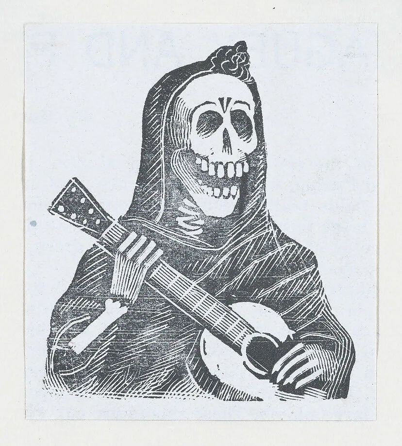 Female skeleton playing the guitar (vignette for the feast of the dead) — José Guadalupe Posada