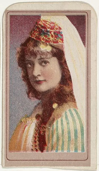 Actress wearing fez with attached veil, from the Actresses series (T176) issued by Sweet Caporal Cigarettes — Kinney Brothers Tobacco Company