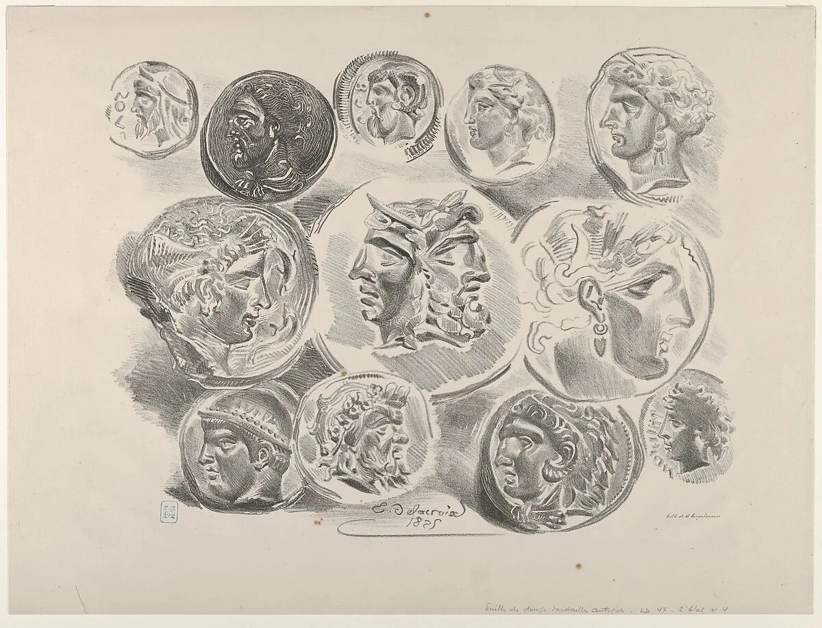 Studies of Twelve Greek and Roman Coins — Eugène Delacroix