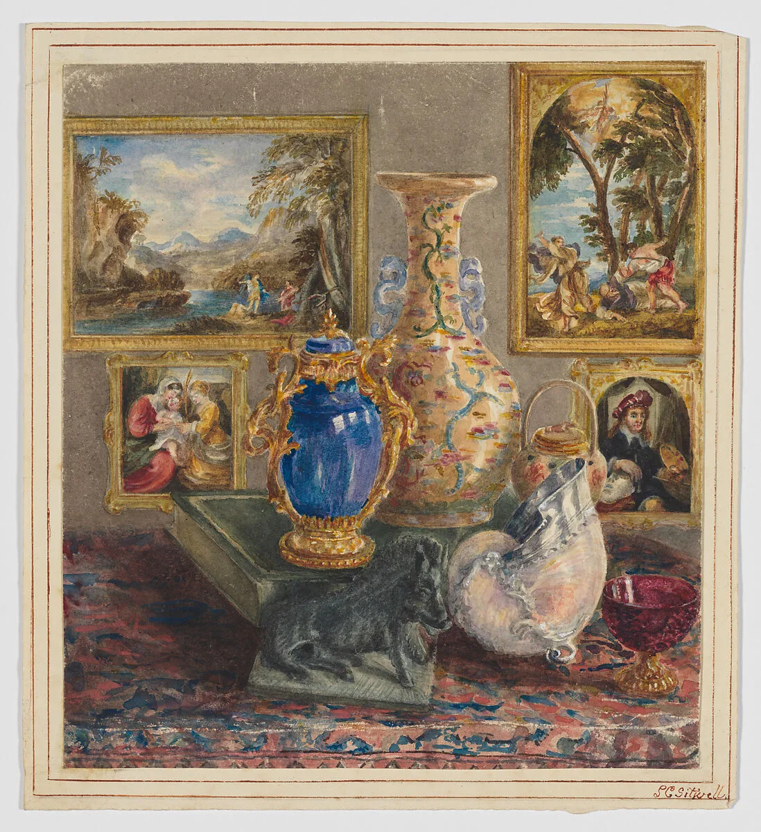 Interior with Paintings and Objets d'Arts — Lady Sarah Caroline Sitwell