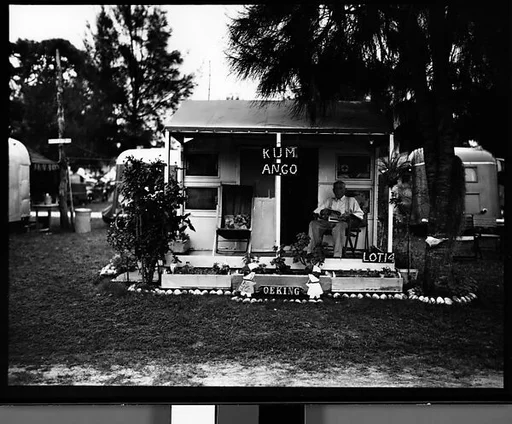 [House with Sign "KUM ANGO" in Municipal Trailer Camp, Sarasota?, Florida]