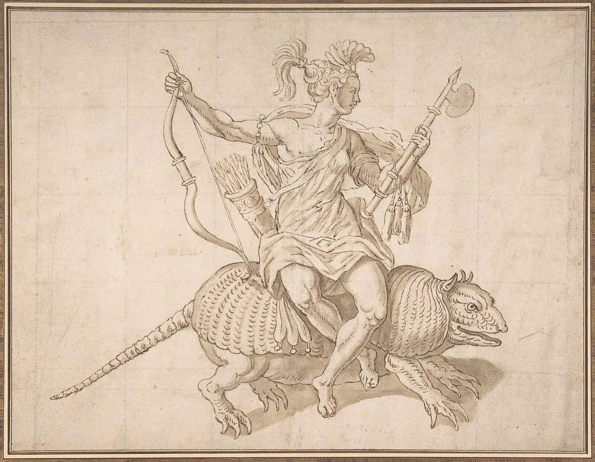 Allegory of America, from "The Four Continents" — Maerten de Vos|Anonymous, Netherlandish, 16th century