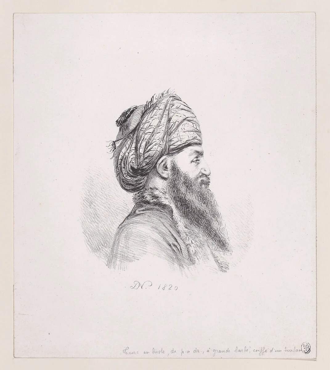 Head of a turk, with beard and turban — baron Dominique Vivant Denon