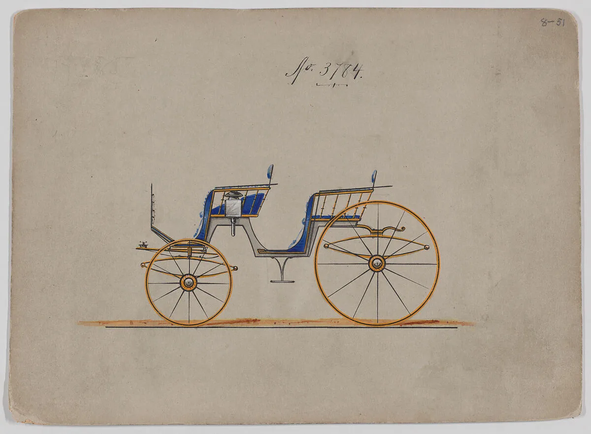 Design for 4 seat Phaeton, no top, no. 3784 — Brewster & Co.