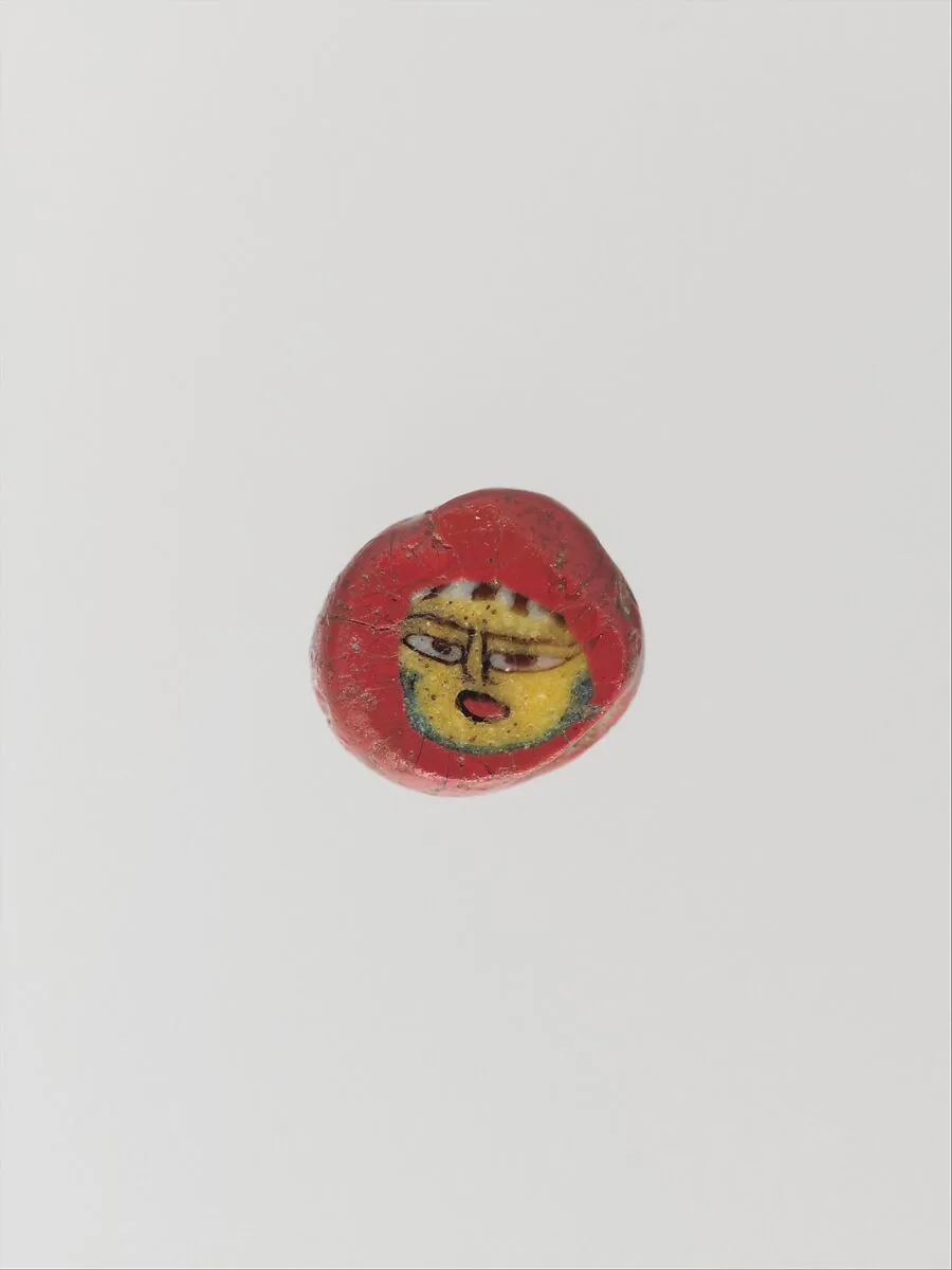 Glass mosaic face bead — Unknown