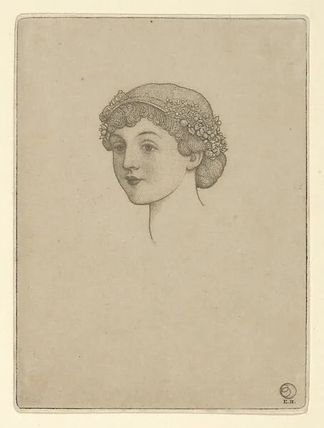 Portrait of a girl's head with flowers in her hair — Ernest Haskell