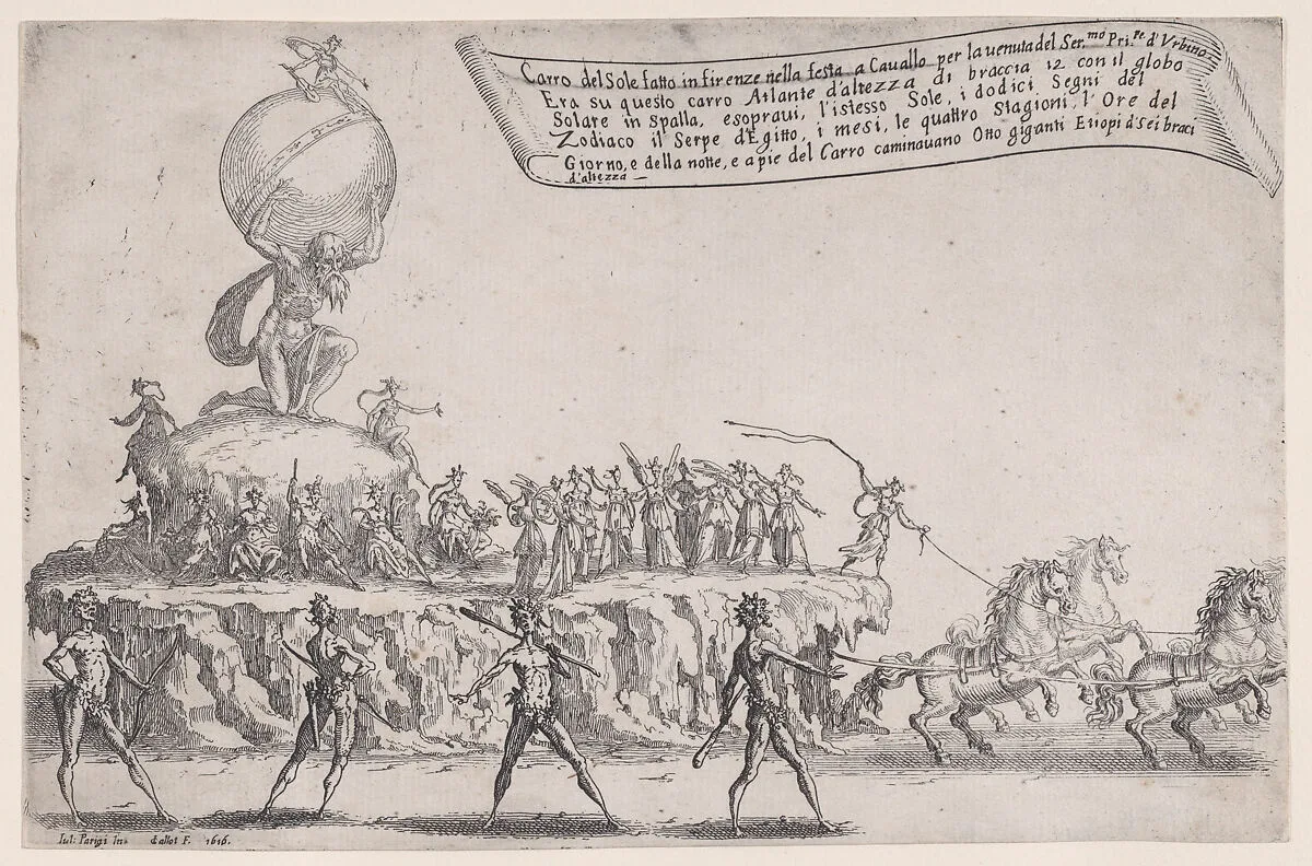 Le Char du Soleil (The Chariot of Sun), from Guerre de Beauté (Guerra di Bellezza) (War of Beauty) — Jacques Callot|Giulio Parigi